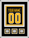 Pittsburgh Nameplate & Number (Back) Combined, With 3 Stanley Cup Champions Patches - Home Black - Triple Mat 2