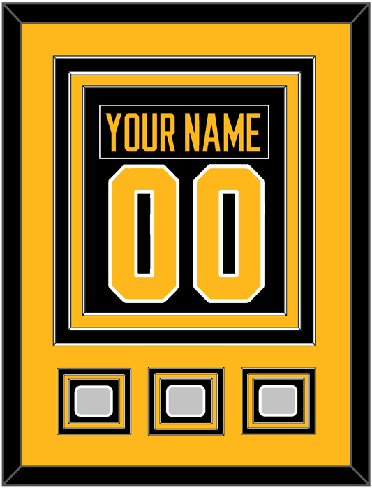 Pittsburgh Nameplate & Number (Back) Combined, With 3 Stanley Cup Finals Patches - Home Black - Premier Tier 3
