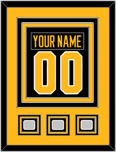 Pittsburgh Nameplate & Number (Back) Combined, With 3 Stanley Cup Finals Patches - Home Black - Triple Mat 3