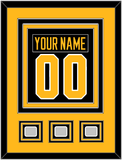 Pittsburgh Nameplate & Number (Back) Combined, With 3 Stanley Cup Champions Patches - Home Black - Triple Mat 3
