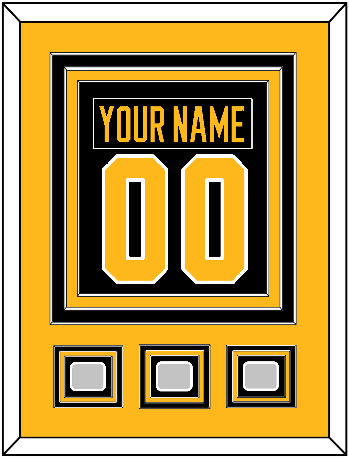 Pittsburgh Nameplate & Number (Back) Combined, With 3 Stanley Cup Champions Patches - Home Black - Premier Tier 3