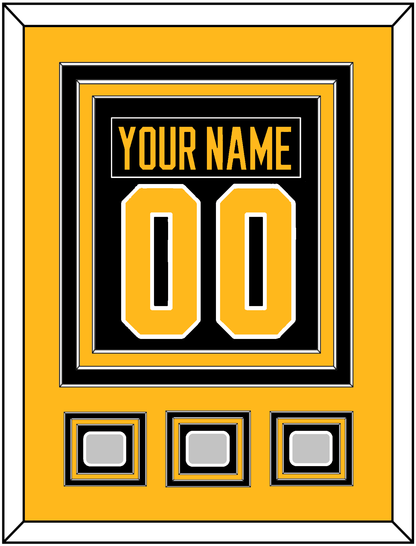 Pittsburgh Nameplate & Number (Back) Combined, With 3 Stanley Cup Champions Patches - Home Black - Premier Tier 3