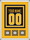 Pittsburgh Nameplate & Number (Back) Combined, With 3 Stanley Cup Champions Patches - Home Black - Triple Mat 3