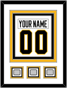 Pittsburgh Nameplate & Number (Back) Combined, With 3 Stanley Cup Finals Patches - Road White - Triple Mat 1