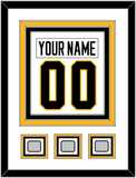 Pittsburgh Nameplate & Number (Back) Combined, With 3 Stanley Cup Champions Patches - Road White - Triple Mat 1