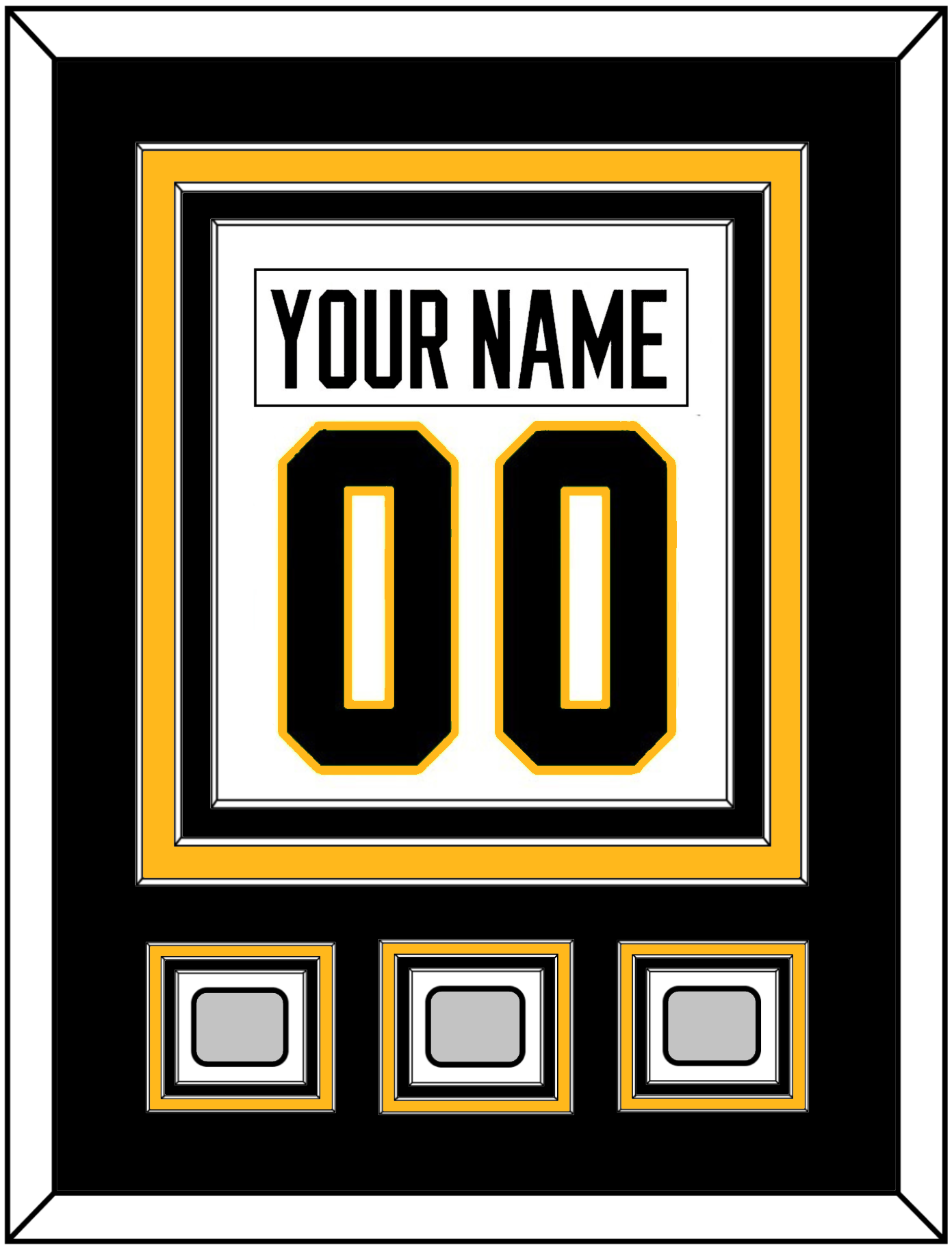 Pittsburgh Nameplate & Number (Back) Combined, With 3 Stanley Cup Finals Patches - Road White - Premier Tier 2