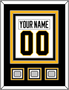 Pittsburgh Nameplate & Number (Back) Combined, With 3 Stanley Cup Finals Patches - Road White - Triple Mat 2