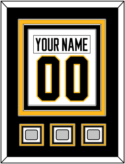 Pittsburgh Nameplate & Number (Back) Combined, With 3 Stanley Cup Champions Patches - Road White - Premier Tier 2