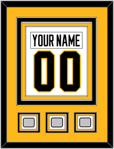 Pittsburgh Nameplate & Number (Back) Combined, With 3 Stanley Cup Finals Patches - Road White - Triple Mat 3