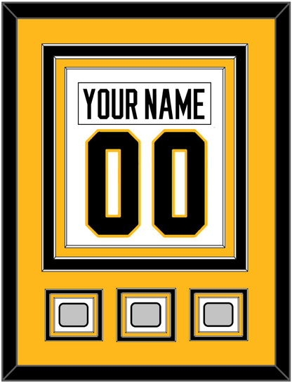 Pittsburgh Nameplate & Number (Back) Combined, With 3 Stanley Cup Champions Patches - Road White - Premier Tier 3