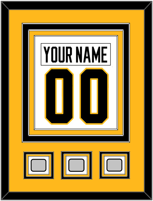 Pittsburgh Nameplate & Number (Back) Combined, With 3 Stanley Cup Champions Patches - Road White - Premier Tier 3