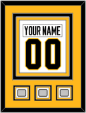 Pittsburgh Nameplate & Number (Back) Combined, With 3 Stanley Cup Champions Patches - Road White - Triple Mat 3