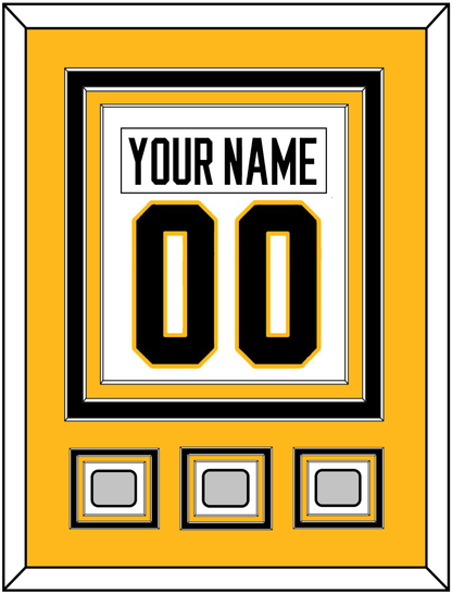 Pittsburgh Nameplate & Number (Back) Combined, With 3 Stanley Cup Champions Patches - Road White - Premier Tier 3