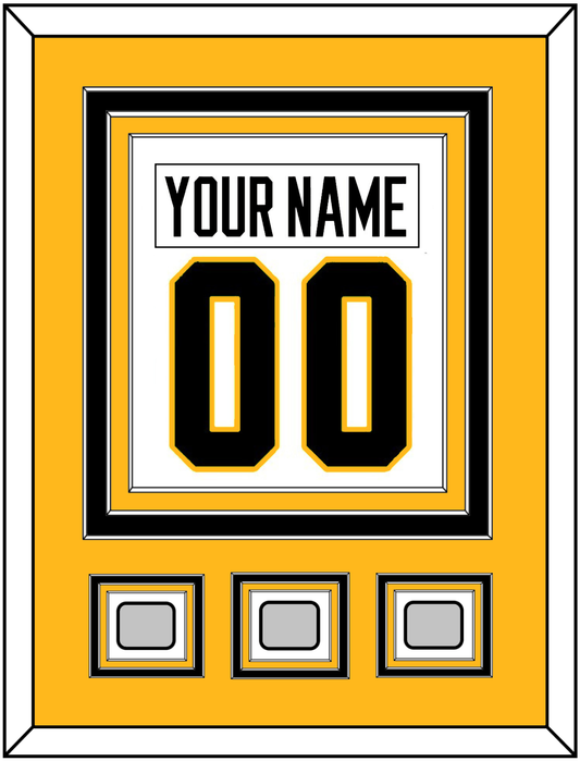 Pittsburgh Nameplate & Number (Back) Combined, With 3 Stanley Cup Champions Patches - Road White - Premier Tier 3