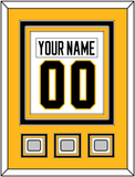 Pittsburgh Nameplate & Number (Back) Combined, With 3 Stanley Cup Champions Patches - Road White - Triple Mat 3