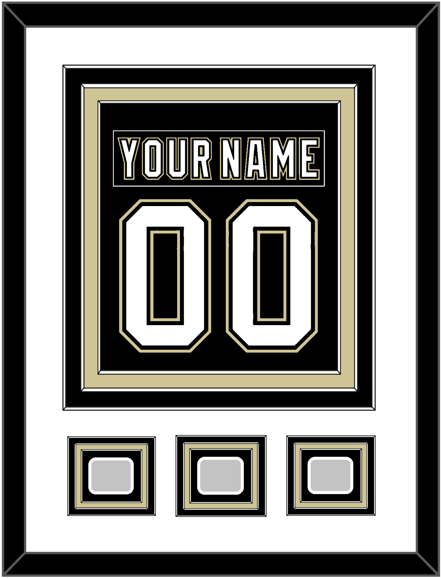 Pittsburgh Nameplate & Number (Back) Combined, With 3 Stanley Cup Finals Patches - Home Black (2007-2016) - Premier Tier 1
