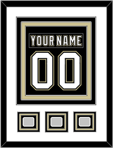 Pittsburgh Nameplate & Number (Back) Combined, With 3 Stanley Cup Finals Patches - Home Black (2007-2016) - Triple Mat 1