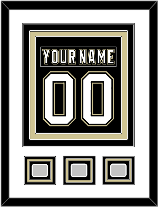 Pittsburgh Nameplate & Number (Back) Combined, With 3 Stanley Cup Champions Patches - Home Black (2007-2016) - Premier Tier 1