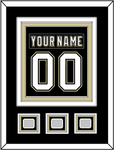 Pittsburgh Nameplate & Number (Back) Combined, With 3 Stanley Cup Finals Patches - Home Black (2007-2016) - Triple Mat 2