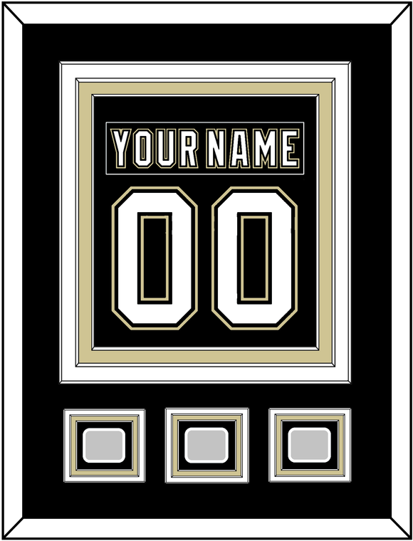 Pittsburgh Nameplate & Number (Back) Combined, With 3 Stanley Cup Finals Patches - Home Black (2007-2016) - Triple Mat 2