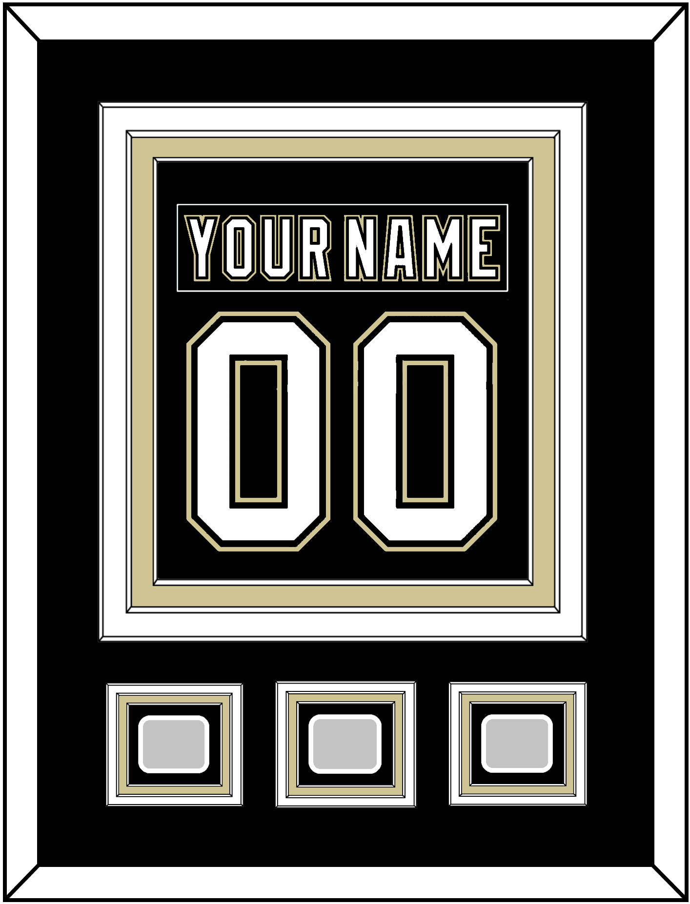 Pittsburgh Nameplate & Number (Back) Combined, With 3 Stanley Cup Champions Patches - Home Black (2007-2016) - Premier Tier 2