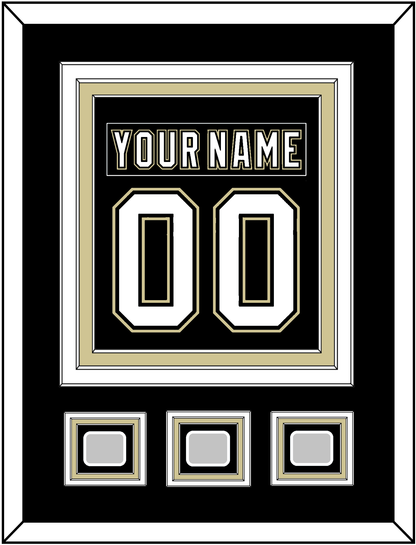 Pittsburgh Nameplate & Number (Back) Combined, With 3 Stanley Cup Champions Patches - Home Black (2007-2016) - Premier Tier 2