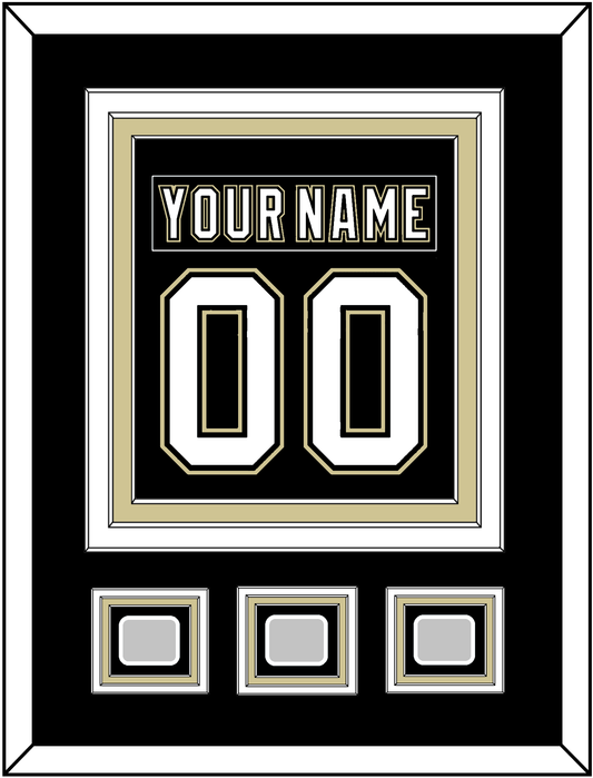 Pittsburgh Nameplate & Number (Back) Combined, With 3 Stanley Cup Champions Patches - Home Black (2007-2016) - Premier Tier 2