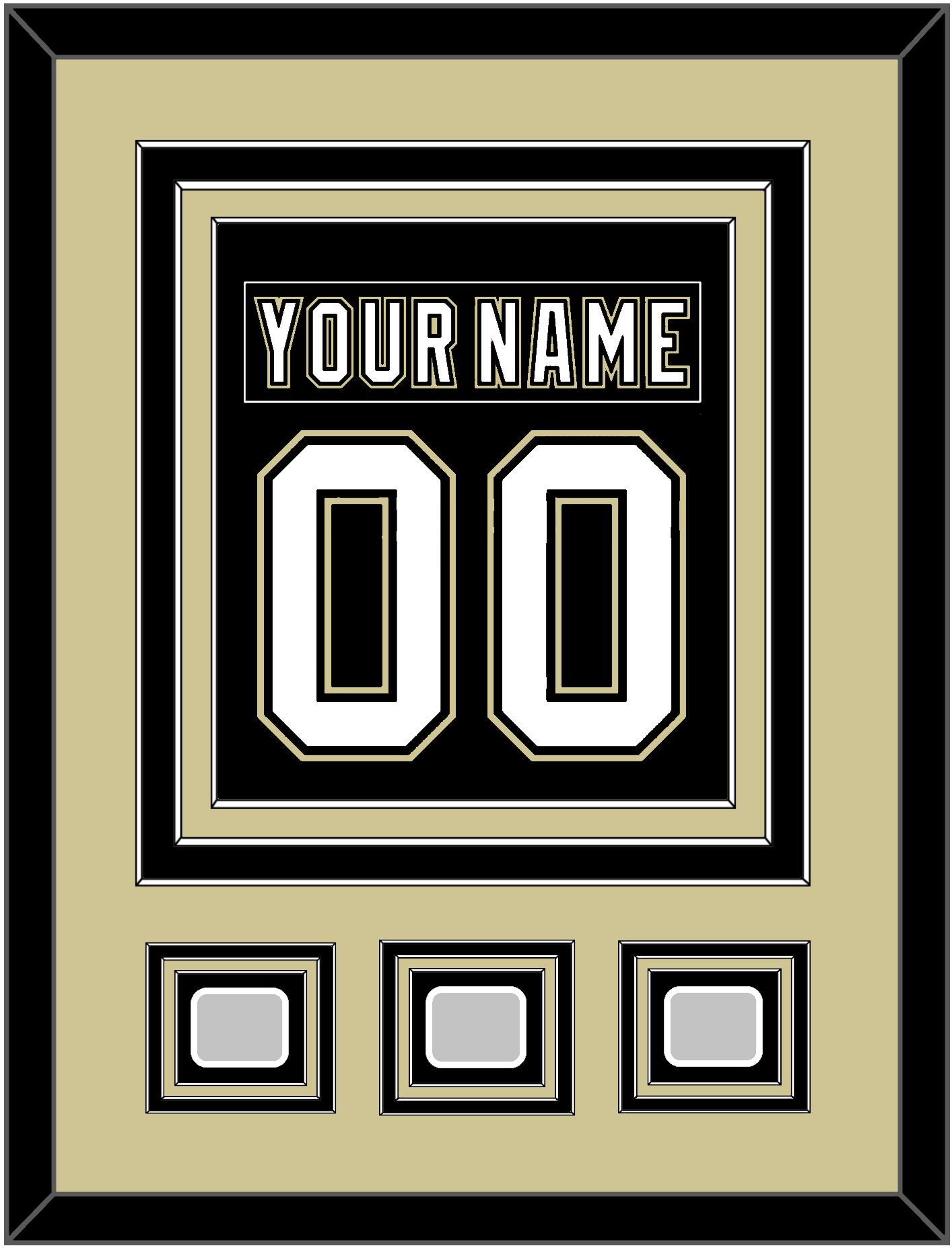 Pittsburgh Nameplate & Number (Back) Combined, With 3 Stanley Cup Finals Patches - Home Black (2007-2016) - Premier Tier 3