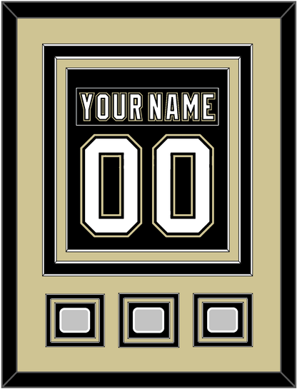 Pittsburgh Nameplate & Number (Back) Combined, With 3 Stanley Cup Champions Patches - Home Black (2007-2016) - Premier Tier 3