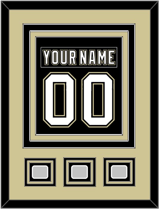 Pittsburgh Nameplate & Number (Back) Combined, With 3 Stanley Cup Champions Patches - Home Black (2007-2016) - Premier Tier 3