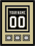 Pittsburgh Nameplate & Number (Back) Combined, With 3 Stanley Cup Champions Patches - Home Black (2007-2016) - Triple Mat 3