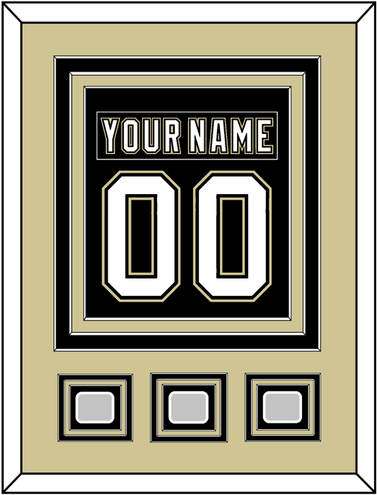 Pittsburgh Nameplate & Number (Back) Combined, With 3 Stanley Cup Champions Patches - Home Black (2007-2016) - Premier Tier 3