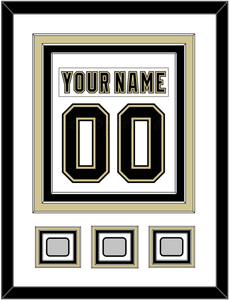 Pittsburgh Nameplate & Number (Back) Combined, With 3 Stanley Cup Finals Patches - Road White (2007-2016) - Triple Mat 1