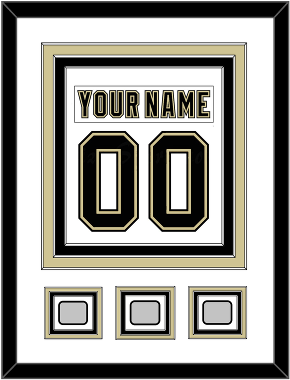 Pittsburgh Nameplate & Number (Back) Combined, With 3 Stanley Cup Finals Patches - Road White (2007-2016) - Triple Mat 1