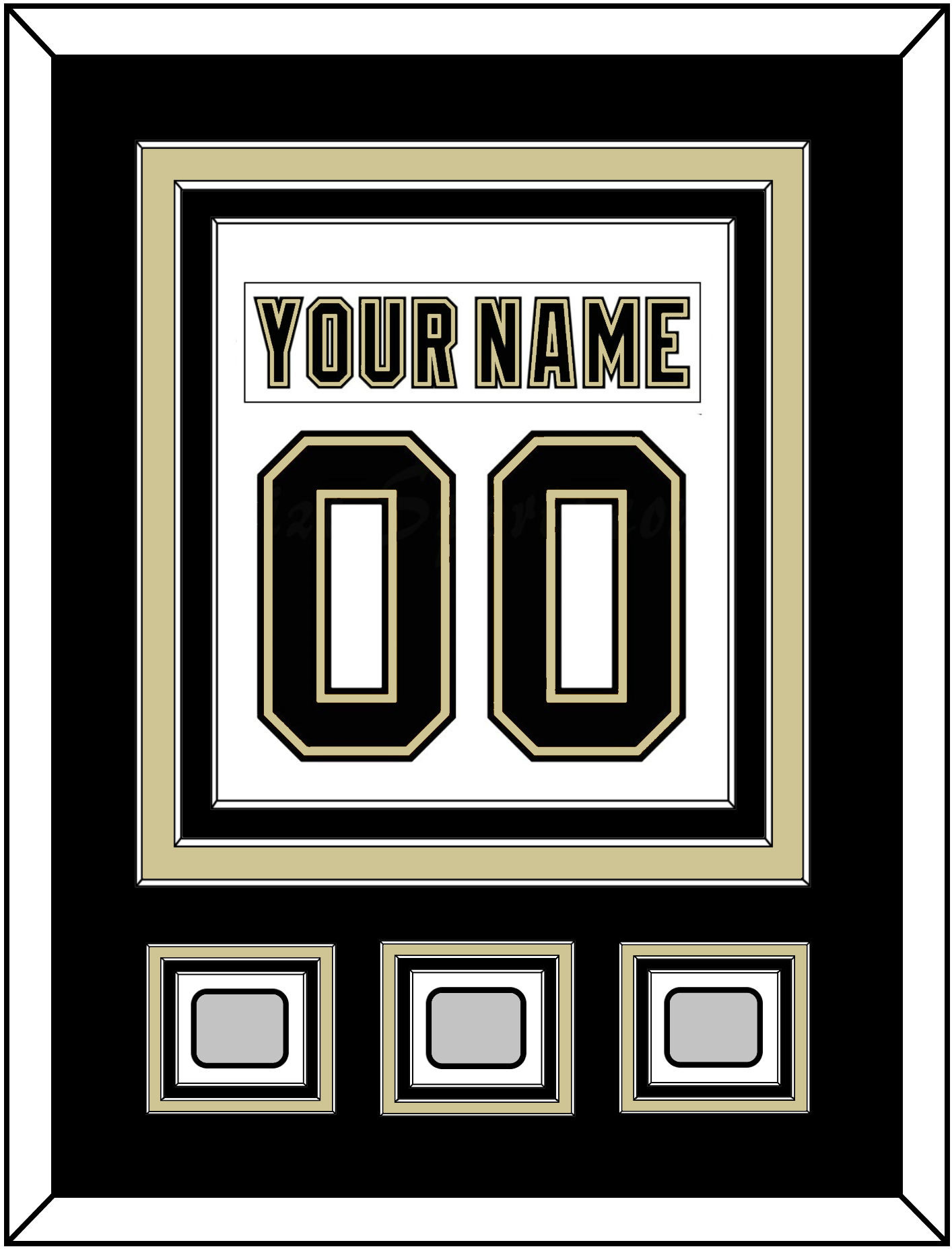 Pittsburgh Nameplate & Number (Back) Combined, With 3 Stanley Cup Champions Patches - Road White (2007-2016) - Premier Tier 2