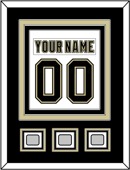 Pittsburgh Nameplate & Number (Back) Combined, With 3 Stanley Cup Champions Patches - Road White (2007-2016) - Premier Tier 2