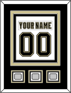 Pittsburgh Nameplate & Number (Back) Combined, With 3 Stanley Cup Champions Patches - Road White (2007-2016) - Triple Mat 2