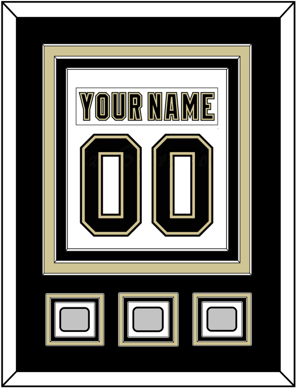 Pittsburgh Nameplate & Number (Back) Combined, With 3 Stanley Cup Champions Patches - Road White (2007-2016) - Triple Mat 2