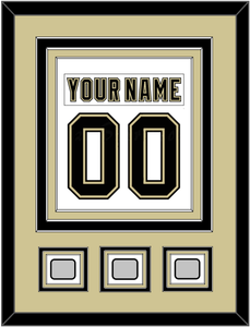 Pittsburgh Nameplate & Number (Back) Combined, With 3 Stanley Cup Finals Patches - Road White (2007-2016) - Triple Mat 3