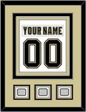 Pittsburgh Nameplate & Number (Back) Combined, With 3 Stanley Cup Champions Patches - Road White (2007-2016) - Triple Mat 3