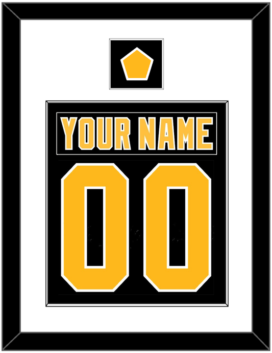 Pittsburgh Nameplate & Number (Back) Combined, With A Logo Patch - Road Black (1992-1997) - Essential Tier 1