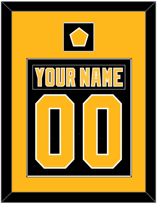 Pittsburgh Nameplate & Number (Back) Combined, With A Logo Patch - Road Black (1992-1997) - Essential Tier 2