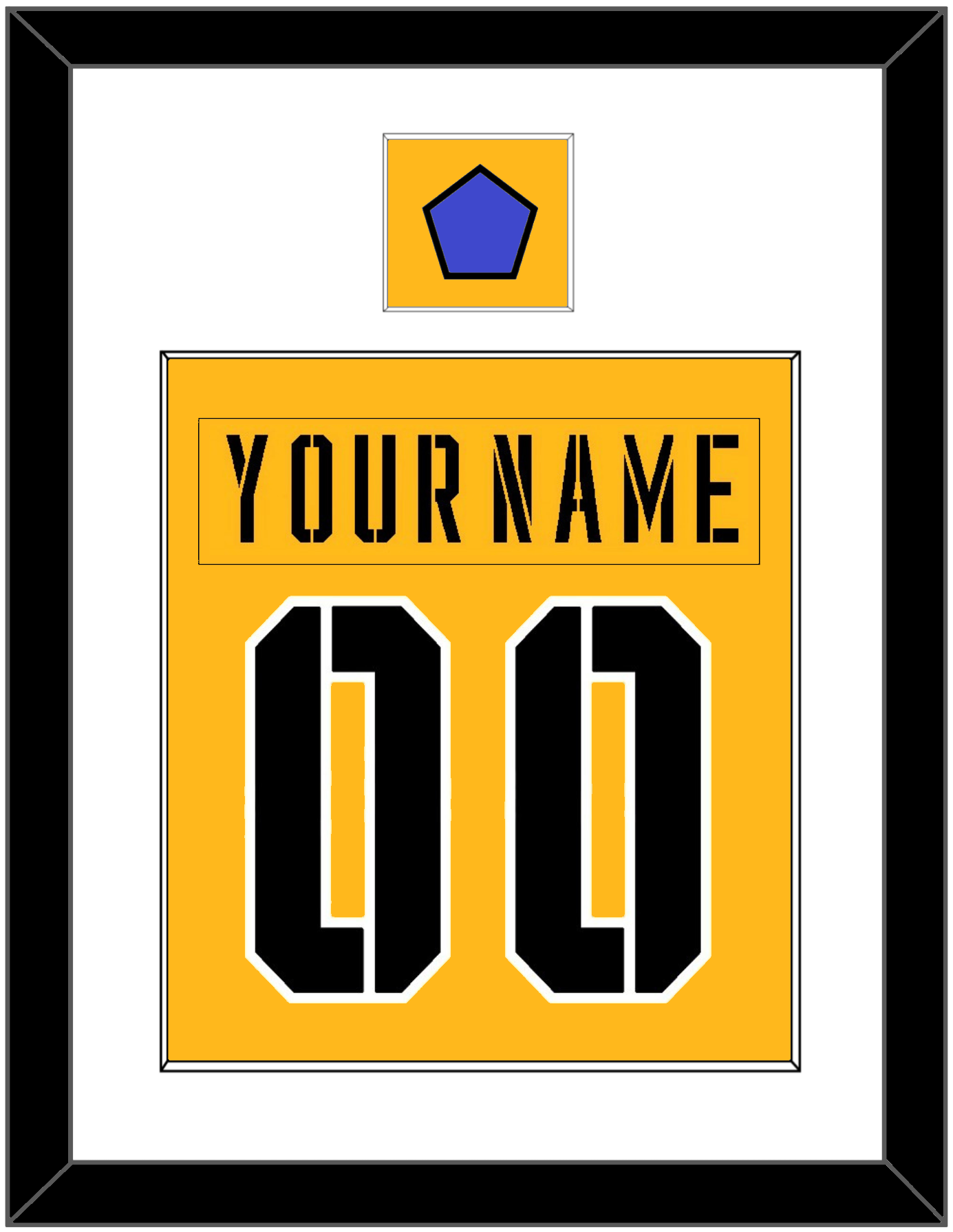 Pittsburgh Nameplate & Number (Back) Combined With Jersey Patch - 2017 Stadium Series Gold - Essential Tier 1