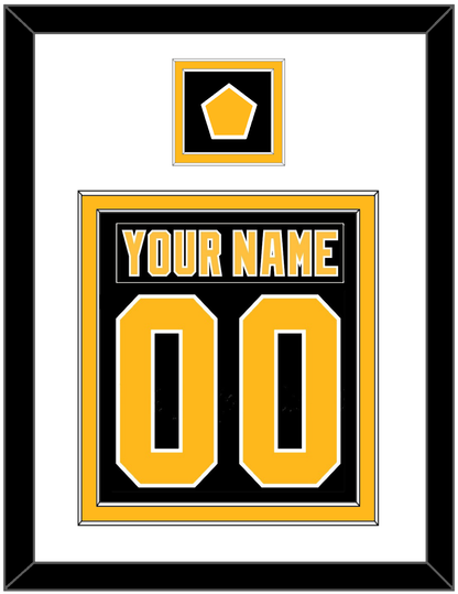 Pittsburgh Nameplate & Number (Back) Combined, With A Logo Patch - Road Black (1992-1997) - Signature Tier 1