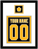 Pittsburgh Nameplate & Number (Back) Combined, With A Logo Patch - Road Black (1992-1997) - Double Mat 1