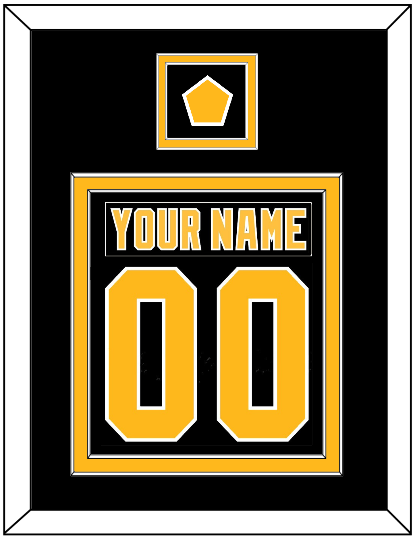 Pittsburgh Nameplate & Number (Back) Combined, With A Logo Patch - Road Black (1992-1997) - Signature Tier 2