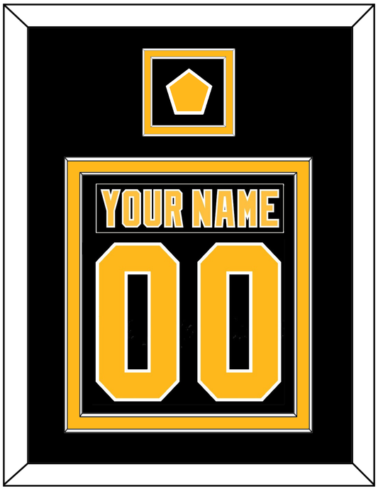 Pittsburgh Nameplate & Number (Back) Combined, With A Logo Patch - Road Black (1992-1997) - Signature Tier 2