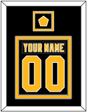 Pittsburgh Nameplate & Number (Back) Combined, With A Logo Patch - Road Black (1992-1997) - Double Mat 2