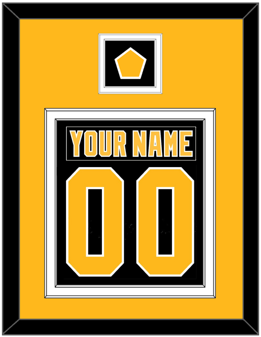 Pittsburgh Nameplate & Number (Back) Combined, With A Logo Patch - Road Black (1992-1997) - Signature Tier 3