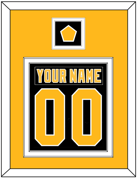 Pittsburgh Nameplate & Number (Back) Combined, With A Logo Patch - Road Black (1992-1997) - Signature Tier 3